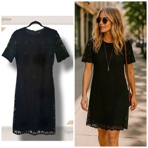 🌿Sharagano Women's Black Fully Line Crochet Dress size 6-So cute!